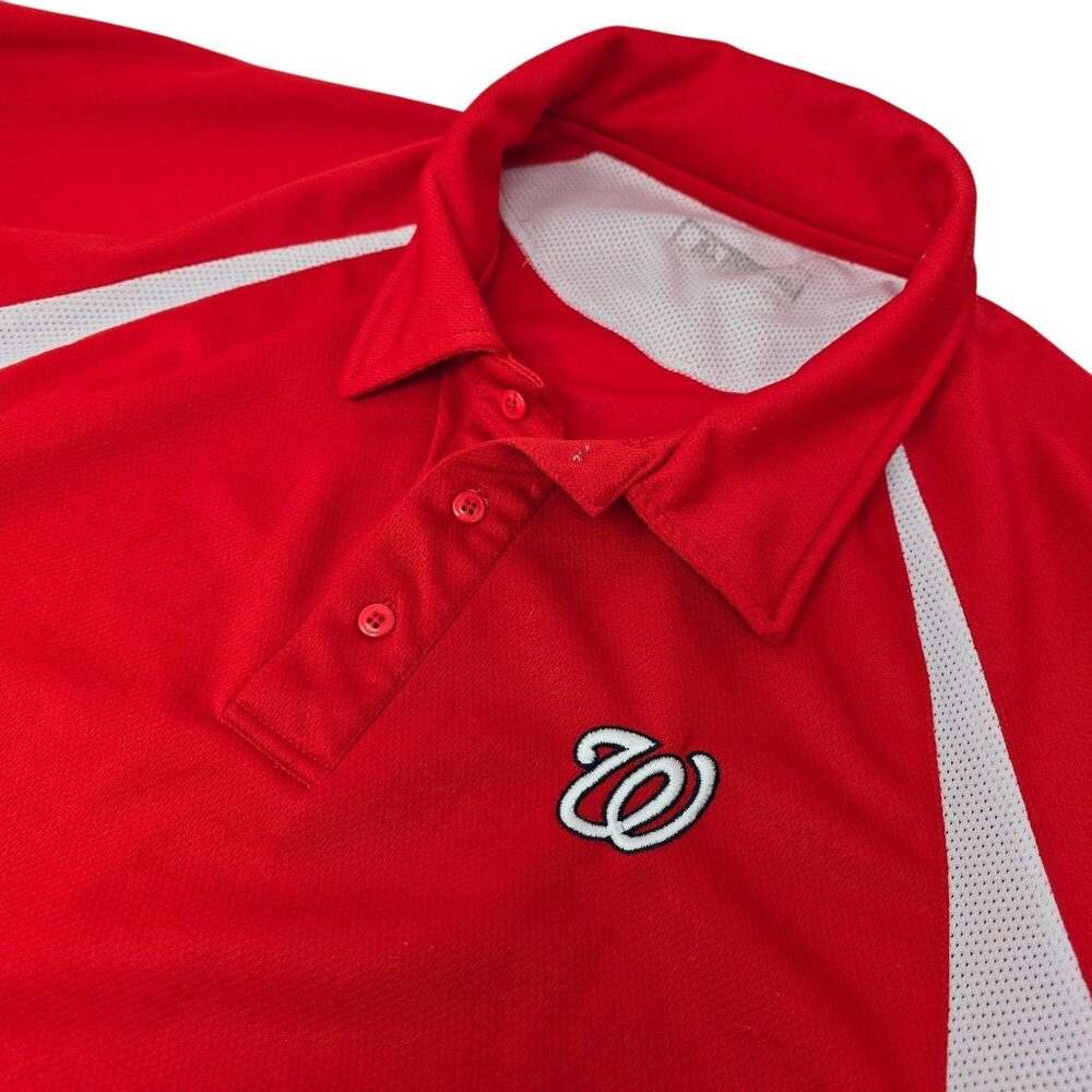Washington‎ Nationals Embroidered Logo Polo Shirt Large Men's Short Sleeve Red